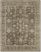 Washable 5x7 Area Rugs for Living Room, Boho Non-Slip Vintage Distress Rugs for Bedroom Dining Room Nursery Office, 0.3" Neutral Oriental Throw Thin Carpet with Cushioning Pad, Tan/Flaxen/Multi