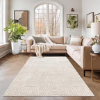 Pauwer 5x7 Washable Area Rugs for Living Room Modern Beige Solid Color Soft Fluffy Rugs for Bedroom Non Slip Boho Accent Indoor Mat Floor Carpet Cover for Kids Room Dining Room Kitchen Office