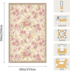 5x8 Machine Washable Area Rug for Living Room, Pink Vintage Boho Floral Rug Large Non-Slip Low Pile Soft Faux Wool Carpet, Kids and Pets Friendly for Bedroom Dining Room Farmhouse Home Decor Rug