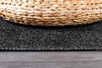 CAMILSON Easy Jute Rug 8x10, Indoor Outdoor Dark Gray Black Farmhouse Area Rugs for Living Room Patio and Kitchen Rug Solid Boho Woven Design Easy-Cleaning Washable Outside Carpet Alfombras (8 x 10)
