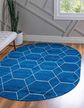Unique Loom Trellis Frieze Collection Area Rug - Geometric (7' 10" x 10' Oval, Navy Blue/ Ivory)