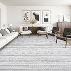 10x14 Area Rugs for Living Room Machine Washable Rug Distressed Indoor Carpet Neutral Moroccan Boho Rug Ultra Soft Area Rug for Bedroom Dining Room Playroom Office, Black