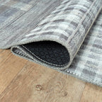 Bloom Rugs Washable Non-Slip 6' x 9' Rug - Gray Striped Area Rug for Living Room, Bedroom, Dining Room, and Kitchen - Exact Size: 6' x 9'