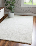 Unique Loom Solid Shag Collection Area Rug (10' x 13' 11" Rectangle, Snow White)