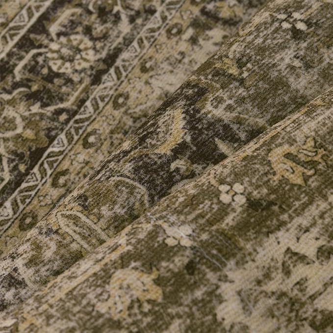 Hallway Runner Rug 2x8 Washable Brown Vintage Distressed Long Runner Oriental Soft Thin Indoor Carpet Non Slip Low Pile Throw Rug for Kitchen Bedroom Laundry Bedside Entryway