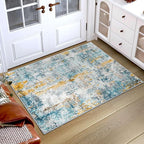 Entrance Rugs Indoor 2x3 Blue Entry Rug Washable Abstract Small Area Rug Non-Slip Low Pile Throw Rugs for Entryway, Kitchen Floor, Front Door Indoor Door Mat, Bathroom, Bedroom Bedside