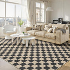 LIVEBOX 10x14 Area Rugs for Living Room, Checkered Non-Slip Washable Rugs, Farmhouse Neutral Classic Geometric Pattern Large Boys Area Rug for Bedroom, Carpet for Dining Room Office (Black,10'x14')