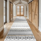 BESTSWEETIE 2x8 Area Rugs for Living Room Washable Moroccan Farmhouse Neutral Geometric Low Pile Non-Slip Soft Print Pattern Rug for Bedroom Kitchen Dining Room Entryway Black/Brown