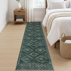 KILOCOCO Hallway Runner Rug 2'x8' Runners for Hallways Washable Runner Rug Non Slip Laundry Room Rug Low-Pile Rug Runner for Bedroom Kitchen Living Room Boho Rug, Green