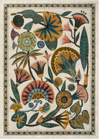 Egypt Floral Washable Area Rugs for Living Room 5x7 Boho Large Vintage Beige Bedroom Dining Room Rug,Non Slip Soft Throw Carpet for Entryway Kitchen Office Hardwood Playroom (5 x 7)