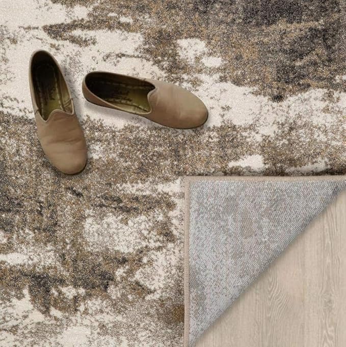 LUXE WEAVERS Lagos Collection Beige 4x5 Abstract Area Rug