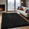 Zentavio Area Rugs for Living Room Small Carpet for Bedroom Black 3x5 Bedside Washable Soft Fluffy Shag Aesthetic Plush High Pile Throw Rug for Nursery Kids Room Dorm Room
