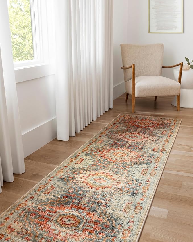 Loloi Jocelyn Collection JOC-03 Mist/Multi 6'-7" x 9'-7" .38" Thick Area Rug