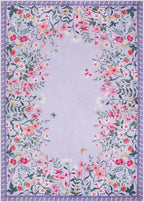 Wonnitar Washable Rug, 5x7 Purple Rugs for Living Room, Floral Print Non-Slip Pink Area Rugs for Bedroom Girls, Soft Large Throw Carpet for Kids Nursery Room (Purple,5'x7')