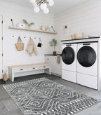 Wonnitar Moroccan 4x6 Area Rug, Washable Dark Gray Living Room Rug, Non-Slip Boho Rug for Bedroom, Farmhouse Non-Shedding Soft Indoor Carpet for Kitchen Entryway Mud Room (Dark Grey,4'x6')