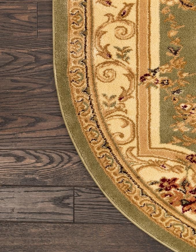 Unique Loom Versailles Collection Traditional Classic Floral Motif Area Rug (5' 0 x 8' 0 Oval, Green/Ivory)