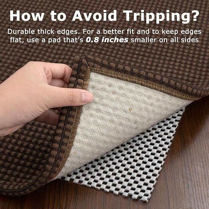 KOZYFLY Runners for Hallways 2.6x8 ft Washable Kitchen Runner Non Slip Rubber Backed Hall Runners Cotton Entryway Runner Rugs Floor Carpet for Indoor Backdoor Bedroom Kitchen, Reddish Brown/Coffee