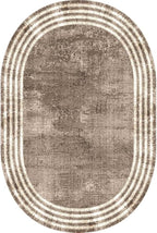 Country Earth Tone Brown Minimalist Distressed Home Office Rugs 9x12 for Living Room Bedroom Diningrooom Machine Washable Soft Thick Area Rug Nursery Dorm Kitchen Oval Geometric Bordered Large Carpet