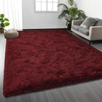 Large Shag Area Rugs 9 x 12, Plush Fuzzy Rugs for Living Room, Ultra Soft Fluffy Furry Rug for Bedroom, Indoor Carpet Nursery Rugs for Kids Room Home Decor, Burgundy