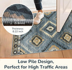 BESTSWEETIE Area Rug 8x10 Rug Machine Washable Non-Slip Low Pile Print Pattern Western Rug for Living Room Bedroom Navy/Grey