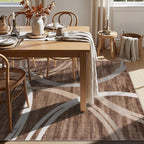 Rugshop Modern Wavy Circles Design Area Rug, Fade-Resistant Carpet for Living Room, Bedroom, or Office, Brown, 5'3" x 7'3"