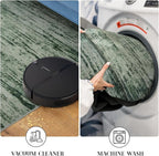 Modern Abstract Hallway Runner Rug, Forest Green Washable Kitchen Runner Non-Slip Soft 2x8 Runner Rug Thin Print Faux Wool Carpet for Entryway Bedroom Laundry Room Indoor