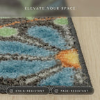 Maples Rugs Reggie Floral Area Rug - Made in USA - Washable, Non Slip, Pet-Friendly Mats for Living Room, Bedroom, and Office, 3'4" x 6', Dark Grey