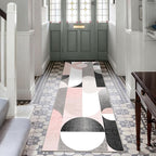 Pink Runner Rug 2x6 Washable Rug Runners for Hallway Kitchen,Long Modern Rugs for Bedroom Entryway Bathroom,Non Slip Floor Carpet,Blush Grey Black