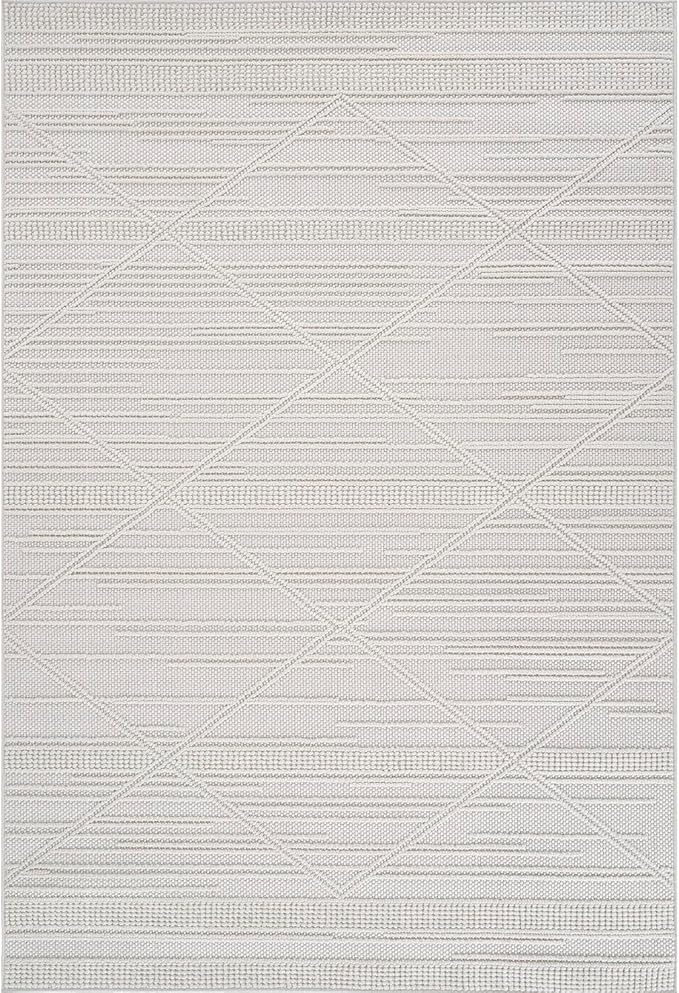 CAMILSON Micro Loop Rug 9x12 Modern Luxury Geometric Arch Large Area Rugs Soft High and Low Pile Stain Resistant Easy-Cleaning Non-Shedding for Living Room Office Indoor Carpet (9 x 12 / White)