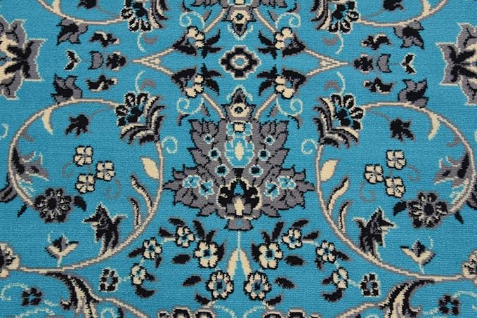 Unique Loom Sialk Hill Collection Area Rug - Washington (8' Round Turquoise/Black)