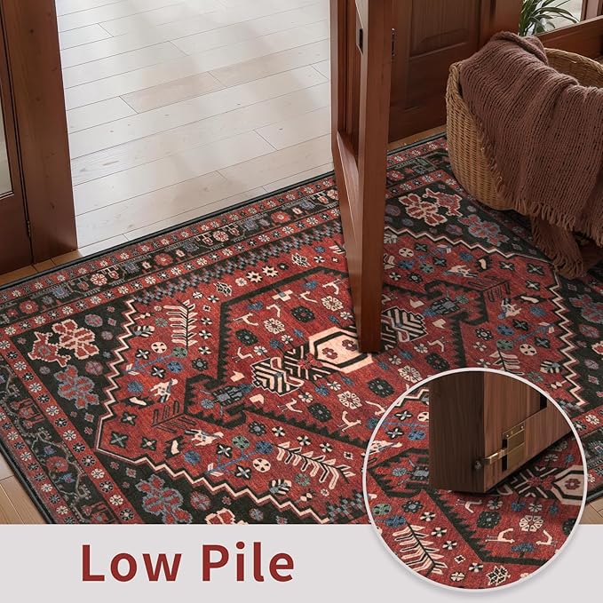 Ciicool 2x5ft Runner Rug, Hallway Wahshable Rugs Vintage Kitchen Carpet for Entrance Bedroom Bedside Living Room Kitchen Laundry Bathroom Decor