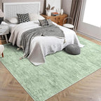 RUGSREAL Washable Rug 10x13 for Living Room Christmas Modern Abstract Area Rug Non-Slip Large Contemporary Bedroom Carpet Stain Resistant Aesthetic Carpet Foldable Solid Rug for Home Office, Green