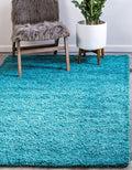 Unique Loom Solid Shag Collection Area Rug (7' 1" x 10' Rectangle, Deep Aqua Blue)
