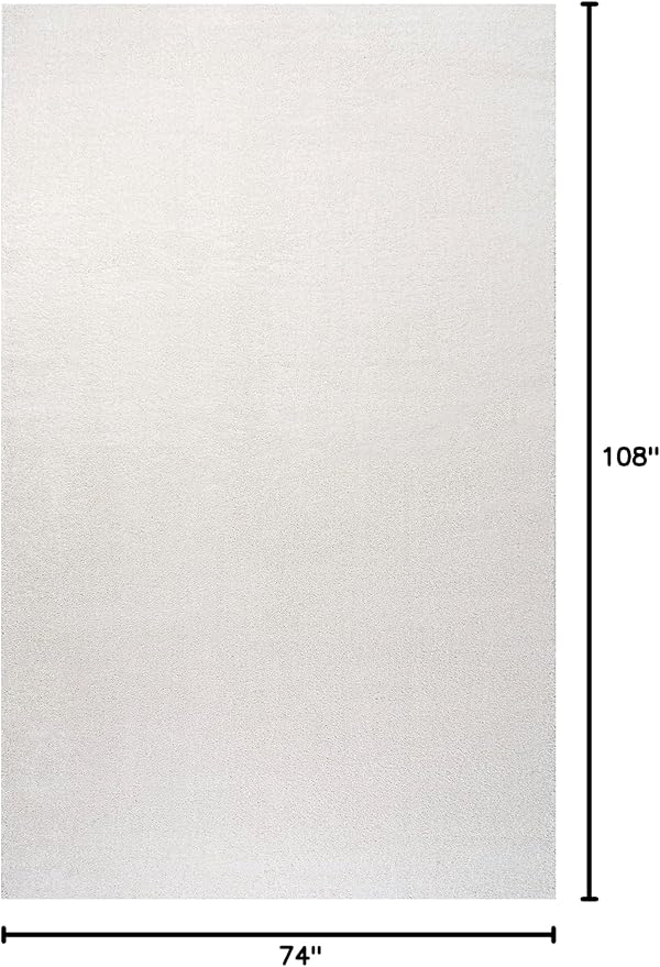 Eyely UES100T-6 Supersoft Haze Solid Low-Pile Indoor Area Rug, Coastal, Bohemian, Minimalist, Classic, Casual for Bedroom,Kitchen,Living Room,Non Shedding,Easy-Washing, Cream, 6 X 9