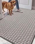 LUMI Handwoven Indoor Door Mat 32"x47", Non-Slip Low Profile Checkered Inside Doormat, Comfort Weave Grid Pattern Floor Mats, Taupe