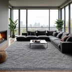 Zentavio Area Rugs for Living Room Large Rugs for Bedroom 6x9 Carpet Fluffy Furry Soft Shag Aesthetic Plush High Pile Gray Throw Rug for Nursery Kids Room Dorm Light Grey
