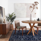 Wonnitar Moroccan 5x7 Blue Rugs for Living Room, Washable Geometric Tribal Bedroom Area Rug, Large Non-Shedding Soft Low Pile Stain Resistant Carpet for Den Kitchen Home Decor (Blue,5'x7')