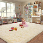 Upgrade Non-Slip Plush Rugs Fluffy Area Rugs for Living Room, Soft Shaggy Carpets for Living Room, Perfect Decor for Modern Home Light Champagne 6x9 Feet