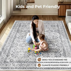 WITSHOCK Living Room Area Rugs 8x10: Soft Non-Slip Backing Washable Rugs Vintage Large Carpet for Bedroom Office Dining Room Kitchen Stain Resistant Home Decor Rug
