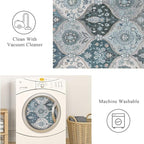 Lahome Moroccan Trellis Washable Rugs, 3x5 Area Rug for Bedroom Living Room, Indoor Non-Slip Small Oriental Accent Throw Carpet for Kitchen Entryway Bathroom Office, Blue