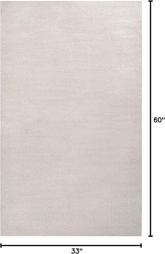 Eyely UES100D-3 Supersoft Haze Solid Low-Pile Indoor Area Rug Casual;Contemporary;Solid;Traditional, Bedroom, Kitchen, Living Room, Easy-Cleaning, Non-Shedding, 3 X 5, Ivory