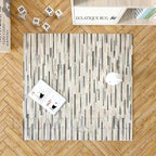 Cowhide Leather Rug for Living Room 6x9, Modern Stripes Style Floor Carpet, Dark Grey Area Rug for Home Decor