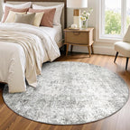 Washable Area Rugs 6ft Non-Slip Modern Abstract Soft for Living Room Entryway Bedroom Nursery, Print Pattern, Gray White Grey