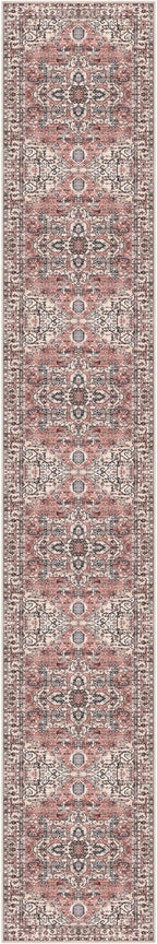 KOZYFLY Runners for Hallways 3x16 Ft Extra Long Washable Faux Wool Thin Hallway Rug Printed Carpet for Entryway Bedroom Staircase Kitchen Laundry Room Floor Decor, Terracotta/Beige