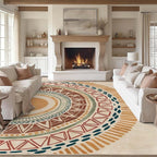 Colorful Geometric Sun Rug, Sun Pattern Rug, Geometric Area Rugs, Colorful Abstract Rugs, Washable Boho Carpet for Living Room, Bedroom, Dining Room, Office (8' x 13'(Rectangular))