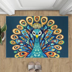 Boho Peacock Rugs for Living Room - 2x3 Rug, Peacock Decor Area Rugs for Bedroom, Teal Turquoise Rug, Modern Style Washable Carpet, Aesthetics Carpet - Peafowl Home Decor & Gifts