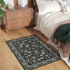 Rugcomf 2'x3' Entryway Rug - Paisley Pattern, Door Mat Indoor Entrance, Floral Vintage, Machine Washable, Non-Slip Low Pile Area Rug for Kitchen, Front Door, Kids Room - Green