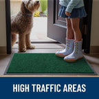 OLANLY Front Door Mat Indoor Outdoor Entrance, Waterproof Heavy Duty Doormat, Fade Resistant, Low Profile, Easy Clean Patio Porch Welcome Floor Mats for Entry, 59x35, Green