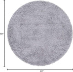 Unique Loom Davos Shag Collection Area Rug - Solid (4' 1" Round, Sterling)
