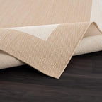 CAMILSON Outdoor Rug 5x7, Modern Outside Rugs for Patios Porches Waterproof Durable Washable Non-Shedding, Easy-to-Clean Indoor Outdoor Area Carpet (5 x 7, Bordered - Beige/White)